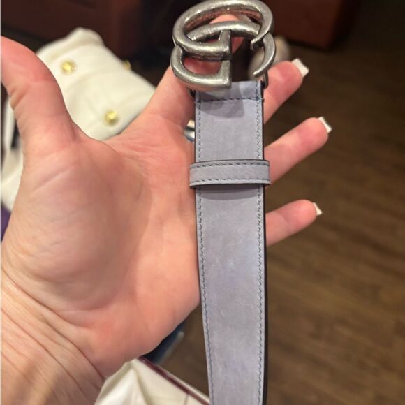 NEW Gucci Gray SUEDE Leather Belt with Silver GG Buckle size 95/38 - Picture 12 of 12